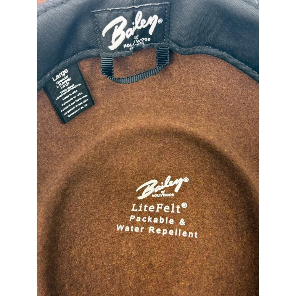 Bailey of Hollywood Darron Pork Pie 100% Wool Lite Felt Brown with Black Ribbon
